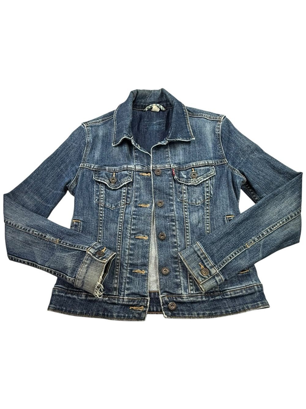 Levis Cropped Denim Jean Jacket Button Up Womens Size S 80s 90s Retro